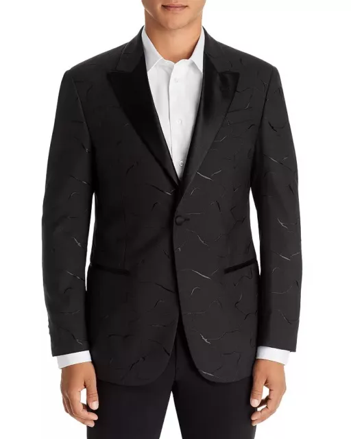 NWT  Armani US 48 Black Classic Fit Embroidered  Tuxedo  Jacket Blazer