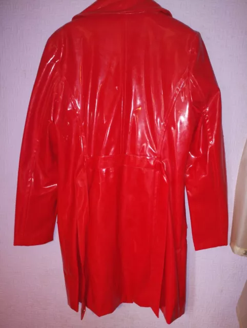 Vintage Frooty Beauty Red Pvc Vinyl Plastic Patent Rain Mac Coat Raincoat Jacket 3