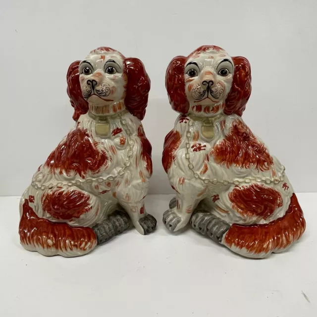Pair Of Mantle Dogs Staffordshire  Large  34cm vintage