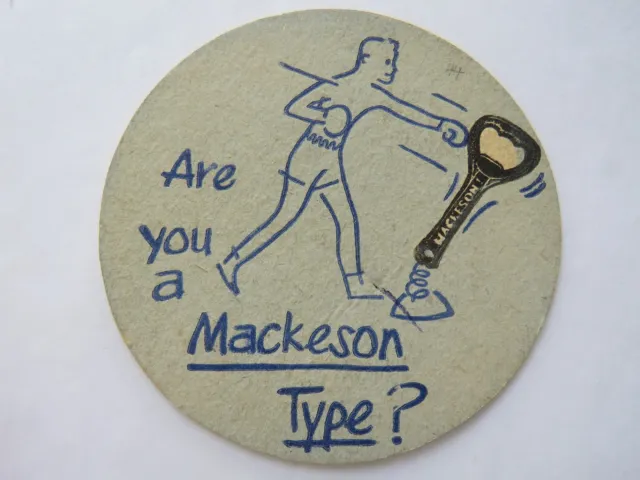 Beer Pub Coaster: Mackeson Hyde Brewery Are You A Mackeson Type? Luton England