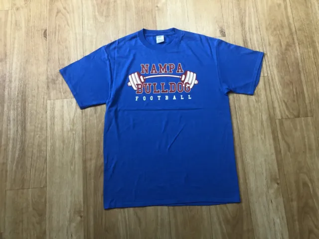 T-shirt Port & Company Nampa Bulldog calcio cotone blu logo medio