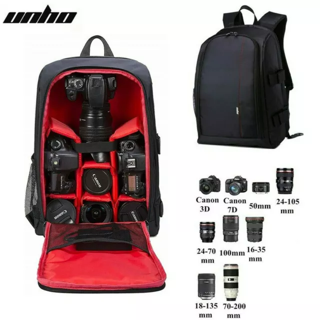 Pro Waterproof Large Camera Backpack Bag Soft Padded Case Laptop Organizer Bag