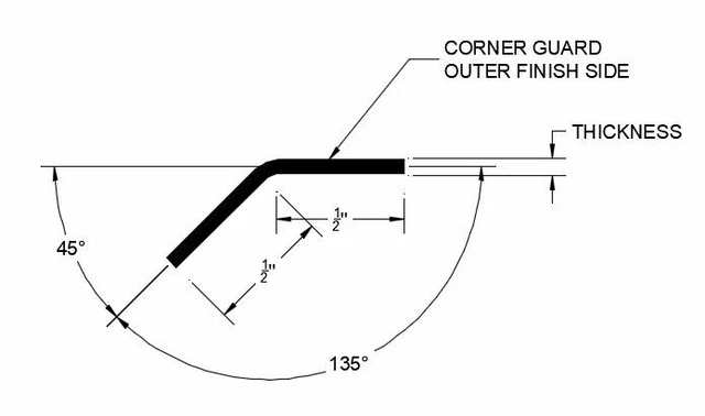 1/2" x 1/2" x 48", 45 / 135 Degree Stainless Steel Outer Angle Corner Guard