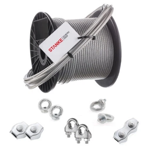 Câble de Traction PVC Inox V4A Corde en Acier Serre-Câble Cosses