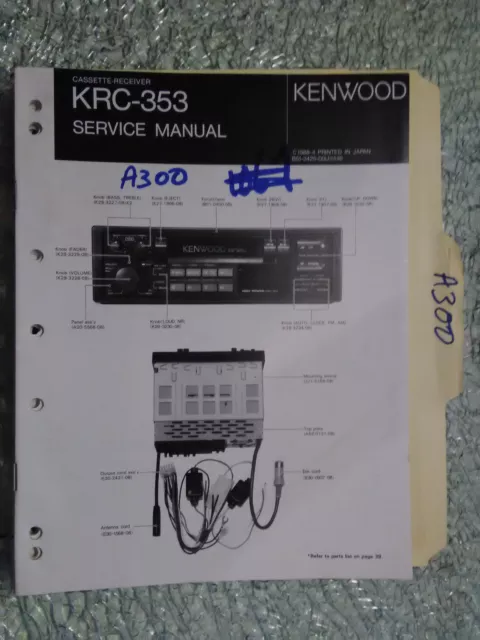 Kenwood krc-353 service manual original repair book stereo tape player car radio