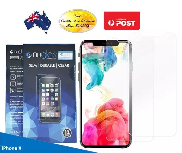 iPhone X 8 7 6S Plus - 2X Genuine NUGLAS Tempered Glass