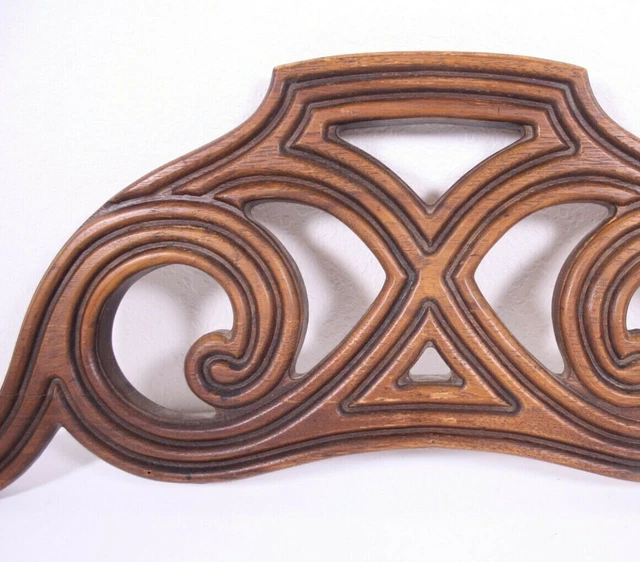Wood Door Architectural Pediment Furniture 25” Carved Vtg Mod Deco Oak Upcycle 11