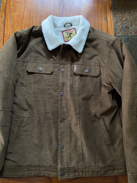 Mens Cinch Brown Corduroy Sherpa Lined Jacket Large
