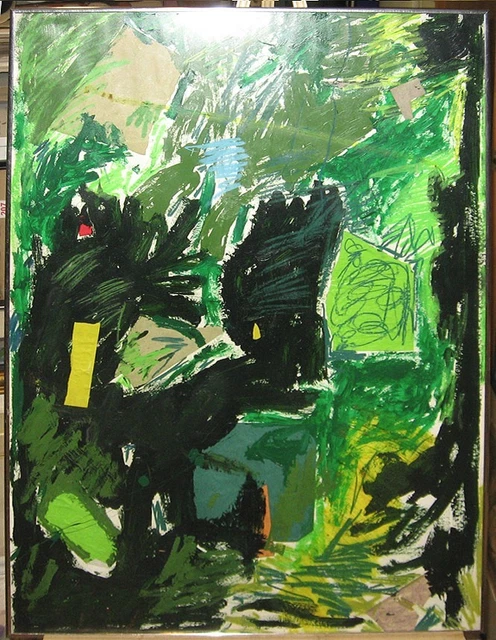 Carlo Pittore 1970 Abstract Painting with Collage Noted Maine & New York Artist