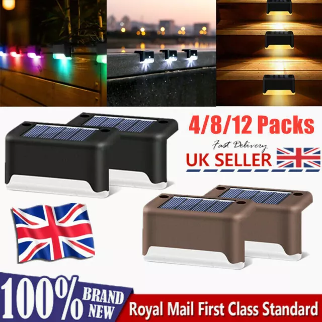 12Pack LED Solar Powered Fence Wall Lights Garden Lamp Step Path Decking Outdoor