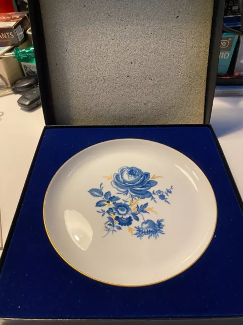 Wandteller, Meissen Porzellan, Blaumalerei, Rosen Bouquet, vergoldet, Zertitikat