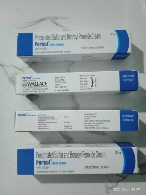 10% Benzoyl Peroxide + 5% precipitated Sulfur Cream acne Persol Forte