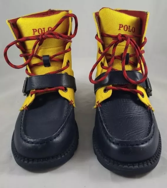 Polo Ralph Lauren Ranger HI II Chukka  Boots Navy Blue/Gold/Red Boy's Size 4.5