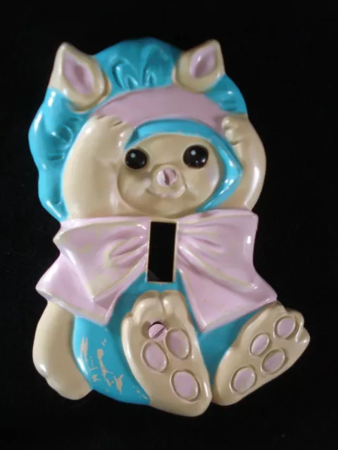 Vtg 1975 BUNNY Rabbit Light SWITCH PLATE/Cover FIRST YEARS Nursery/Child's Room