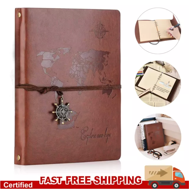 Vintage Echtes Leder A5 Lederbuch Tagebuch Notizbuch Leather Notebook Journal