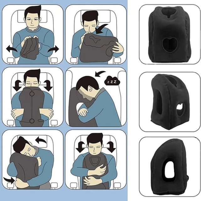 NEW Inflatable Air Travel Pillow Airplane Office Nap Rest Neck Head Chin Cushion 5