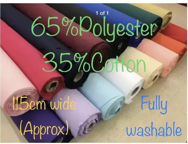 POLY COTTON Fabric, plain colours  Craft Material, Dress fabric, washable