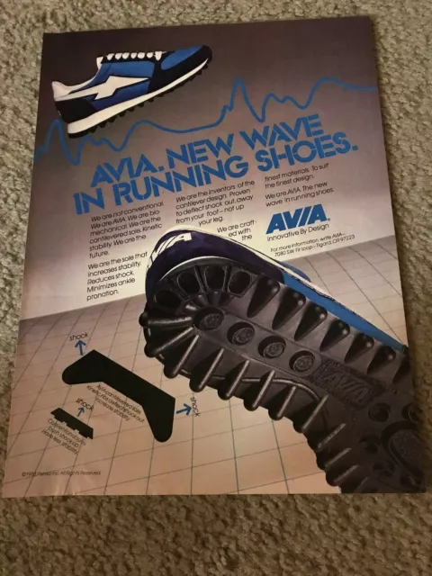 VINTAGE 1981 AVIA NEW WAVE Running Shoes Poster Print Ad 1980s RARE $8. ...