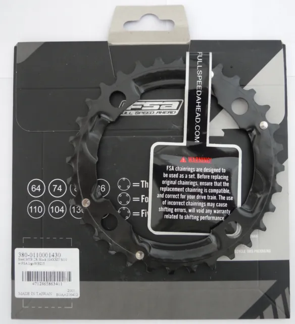 FSA - Corona/Chainring MTB Acciaio Nero/Black Steel 104 x 32D M10 WB225 - NEW