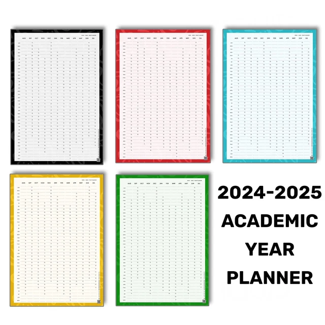 2024-2025 ACADEMIC CALENDAR Mid-Year Student Uni Chart Wall Planner A5