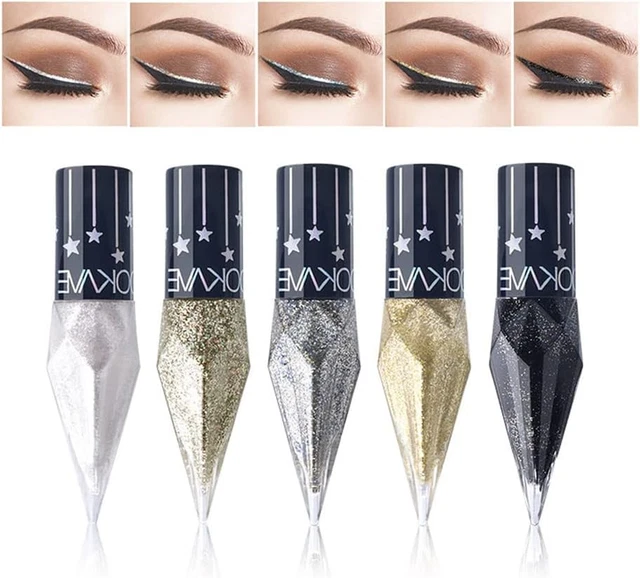 Kit eyeliner glitter liquido Mysense 5 colori, luccichio metallico argento occhio oro