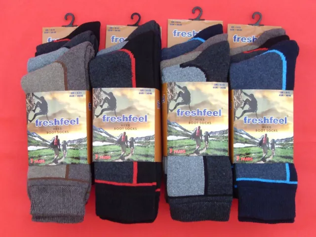 6 Pairs Mens Walking Socks Work Boot Cotton Soft Tops Easy Grip Hiking 6 - 11