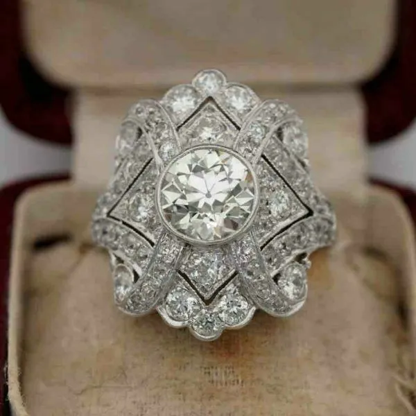 2 Ct Round Cut Lab-Created Diamond Filigree Style 1920's Vintage Rings For Women