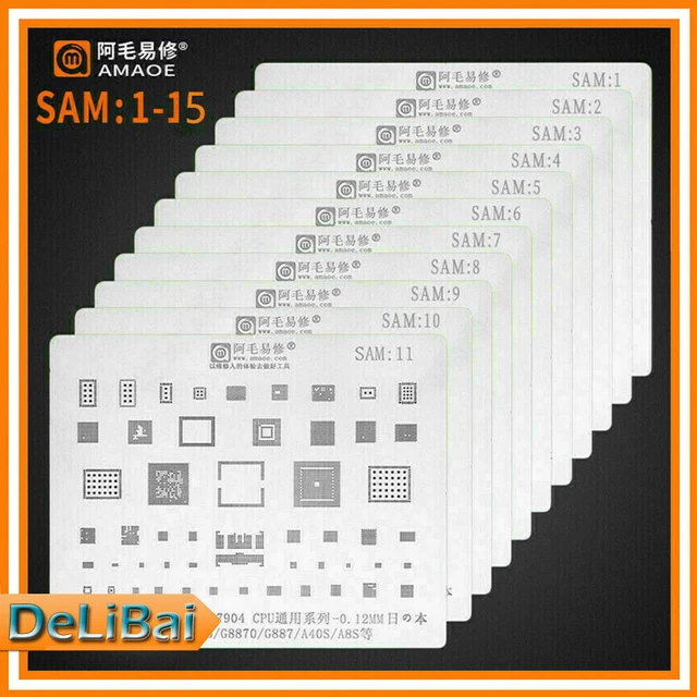 Amaoe SAM 1-15 BGA Reballing Stencil Kits Set for Samsung S10 S21+ Tin Planting