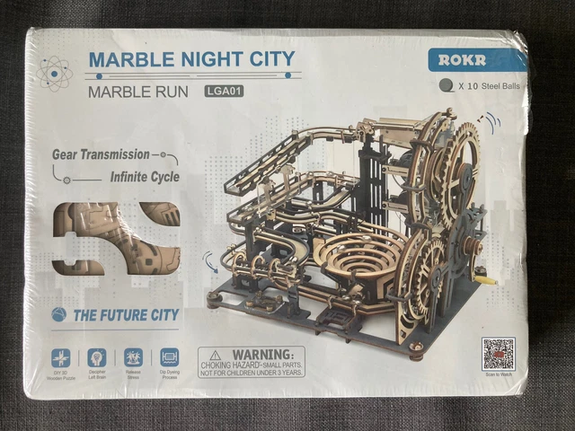 ROKR 294 Pieces 3D Wooden Puzzle Marble Run Model Kit Marble Night City US New