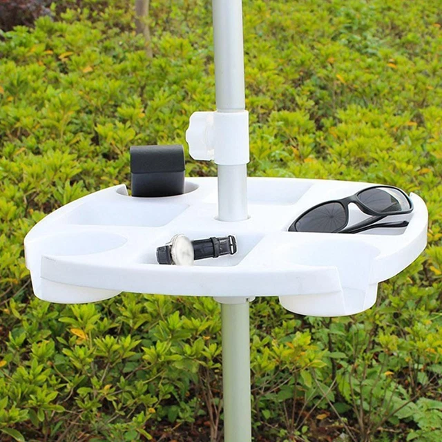 Table À Suspendre En Plastique Pour Parasol - Plateau De Table De Plage - Avec 4 Porte-Gobelets