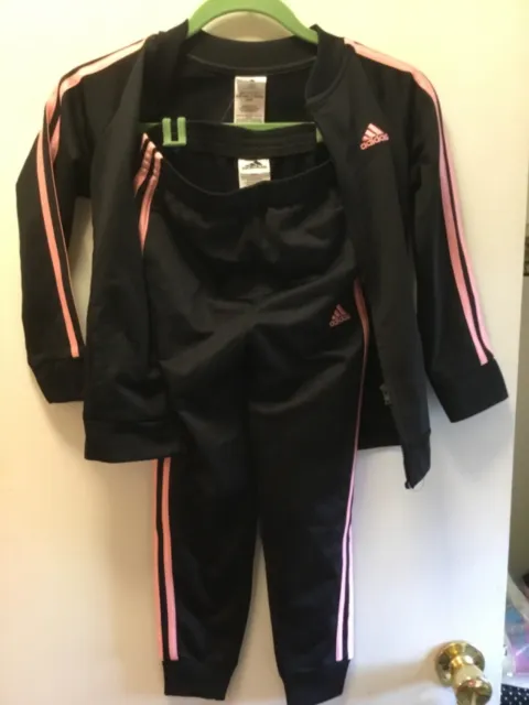 Adidas Girls 2-Piece Track Suit Set Pants jacket Black Pink Size 6X new pants