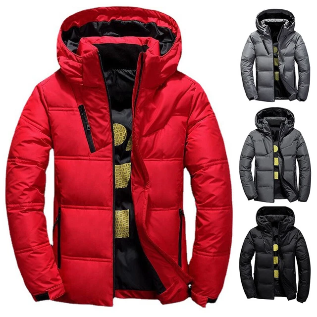 Men Winter Warm Duck Down Jacket Ski Snow Thick Hooded Puffer Coat Parka Quilted