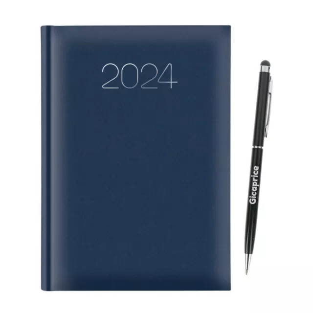 AGENDA 2024 GIORNALIERA BLU/NERA MISURA 21x15cm CON PENNA TOUCH IN OMAGGIO