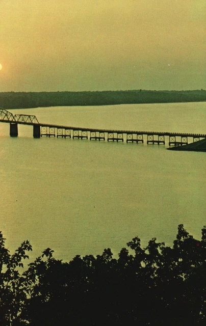 Vintage Postcard Sunset Kentucky Lake Eggner's Ferry Bridge State Park Kentucky