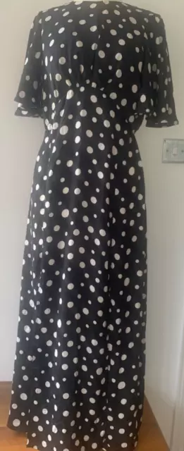 Topshop Black & White Spot  2 Side Slits Cut Out Back Dress size 10 NEW & tags