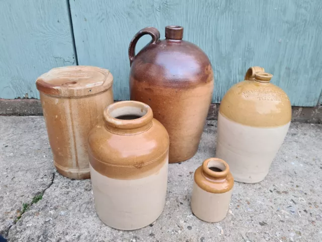 Lot Of Victorian Glazed Stoneware Flagons/Jars.