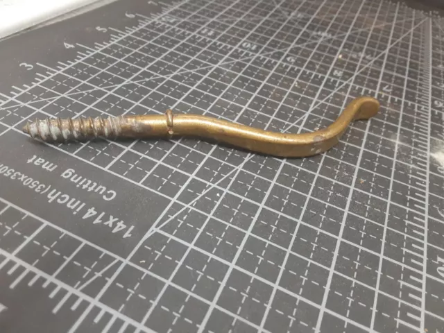 Unusual ANTIQUE Vintage CAST BRASS COAT / HAT WALL HOOK B19S
