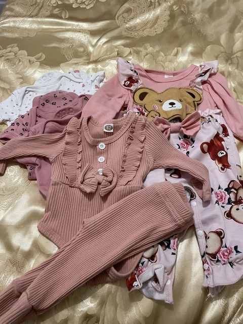 baby girl clothes 3-6 months bundle new and 1 used vest and 2 outfits