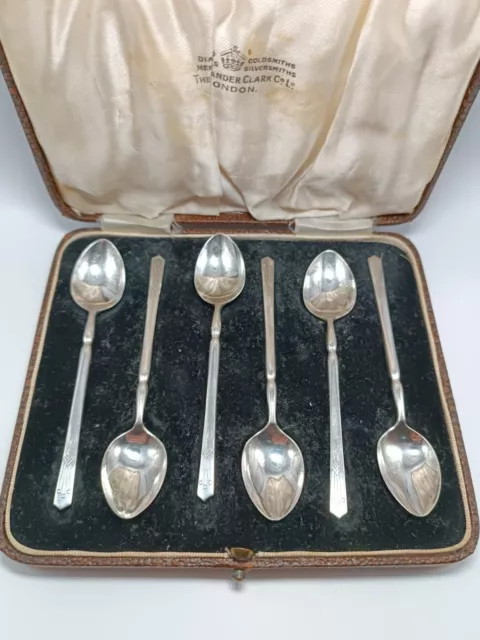 Art Deco Antique Sterling Silver Coffee Spoon Set Hallmarked Sheffield 1934