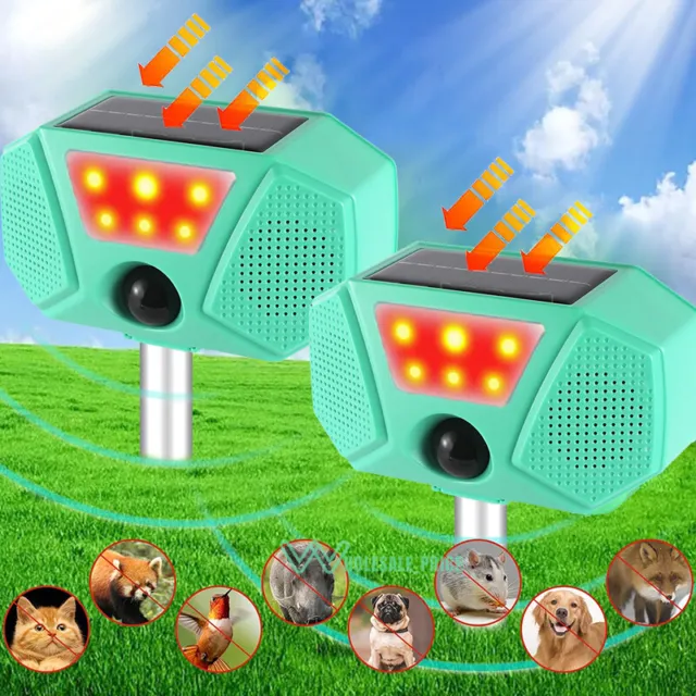 Solar Ultrasonic Animal Repeller, Motion Detection, Squirrel Repellent Outdoor