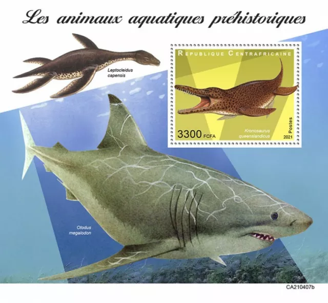 Central African Rep 2021 MNH Prehistoric Water Animals Stamps Kronosaurus 1v S/S