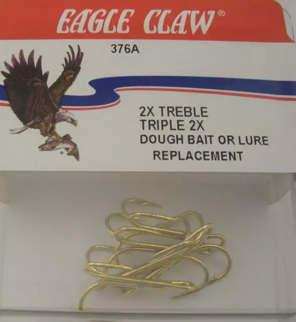 EAGLE CLAW 376A #4 2X 5CT Gold Treble Hooks $7.07 - PicClick
