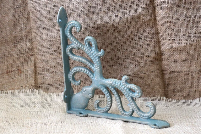 4 Cast Iron Octopus Brackets Nautical Garden Braces Shelf Corbels Ocean Book 2