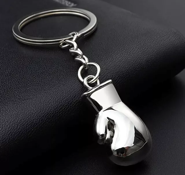 Boxing Glove Keyring Key Chain Sports Silver Metal Key Ring K.O MMA Novelty Gift