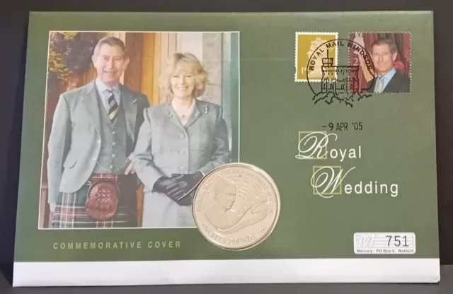2005 UK PNC Ltd Ed Stamp & 1998 £5 Coin Cover - Charles & Camilla Royal Wedding