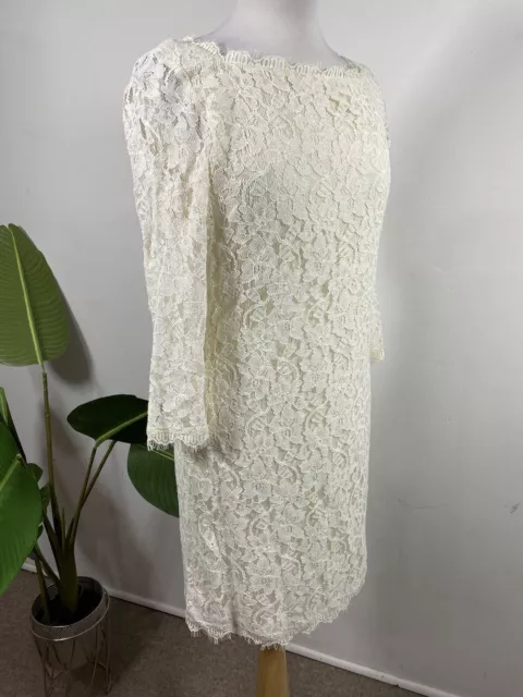 Diane von Furstenberg Zarita Lace Mini Dress Ivory Size 14 2