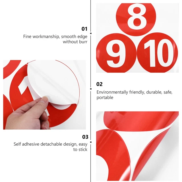 2 FEUILLES PVC Numéro de série PVC Stickers Numéro étanche Paster rond ...