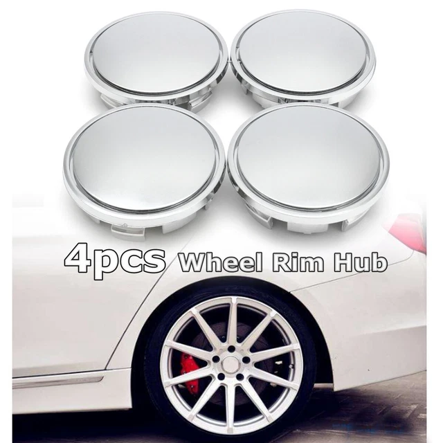4x 65mm Universal ABS Chrome Car Wheel Center Caps Tyre Rim Hub Cap Cover