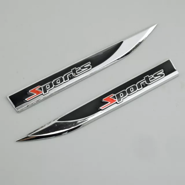 2x Metall 3D Sport Rennmesser Emblem Auto SUV Aufkleber Kotflügelröcke Abzeichen