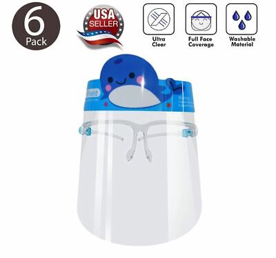Kids Face Shield Visor Protection Glasses Anti Fog Safety Reusable Whale 6 Pack
